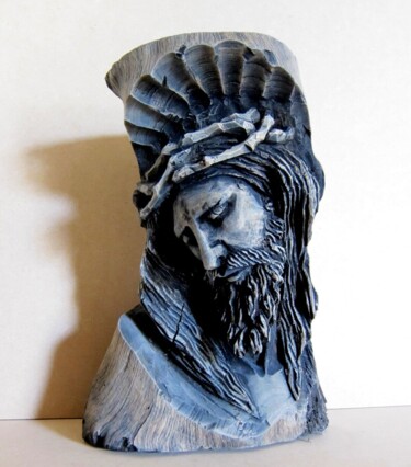 Rzeźba zatytułowany „Head of Christ scul…” autorstwa Alberto Thirion, Oryginalna praca, Drewno
