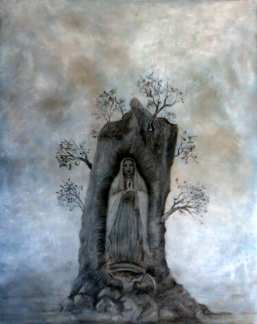 Schilderij getiteld "Nuestra Señora de G…" door Alberto Thirion, Origineel Kunstwerk, Was