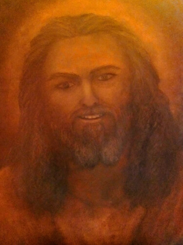 Painting titled "Jesucristo" by Alberto Thirion, Original Artwork, Oil Mounted on Wood Panel