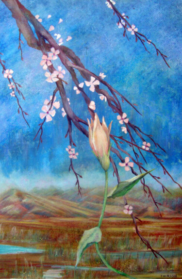 Картина под названием "Una Flor" - Alberto Thirion, Подлинное произведение искусства, Масло