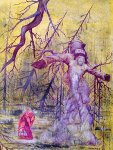 Pittura intitolato "The devil praying" da Alberto Thirion, Opera d'arte originale, Olio