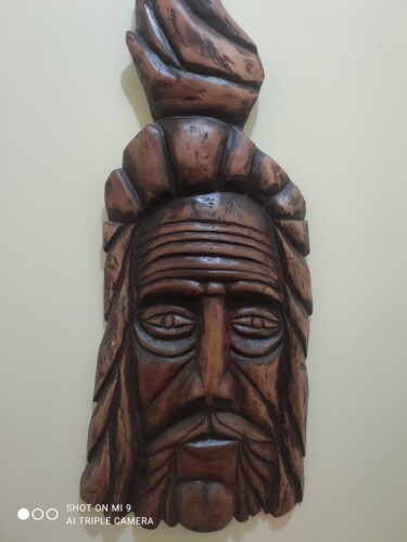 Скульптура под названием "Brazil Indian" - Alberto Zappia, Подлинное произведение искусства, Дерево