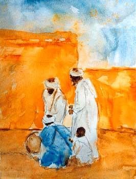 Schilderij getiteld "musiciens sud maroc…" door Alberto Bertti, Origineel Kunstwerk
