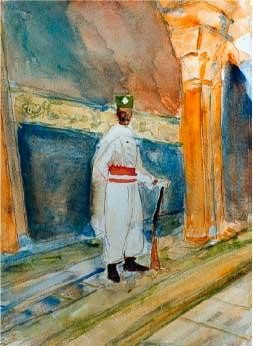 Peinture intitulée "Palais de Rabat" par Alberto Bertti, Œuvre d'art originale