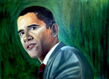 Pittura intitolato "Obama" da Alberto Ceccaroni, Opera d'arte originale
