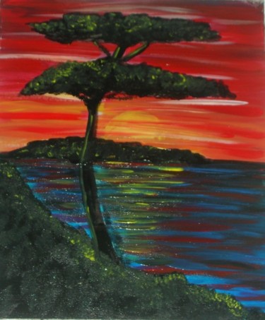 Pittura intitolato "tramonto ad oriente" da Alberto C., Opera d'arte originale