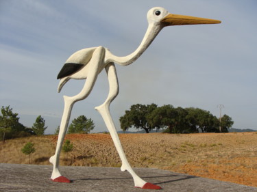 Escultura intitulada "cegonha" por Alberto Kissola, Obras de arte originais, Resina