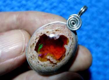 Mexican opal pendant fire opal jewelry October Birthstone Design titled "Mexican opal pendan…" by Alberto Thirion, Original Art, Jewelry