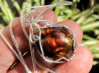 Mexican fire agate Quartz pendant Quartz Jewelry Design titled "Mexican fire agate…" by Alberto Thirion, Original Art, Jewelry