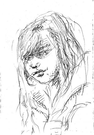Drawing titled "Jeune_fille_rajz.jpg" by Alien, Original Artwork