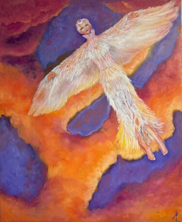 Pintura intitulada "Bird at Sunset. Pho…" por Albina Ayhan, Obras de arte originais, Óleo
