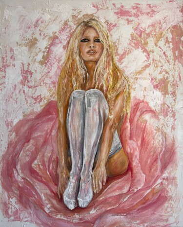 Painting titled "Brigitte Bardot. Bl…" by Albina Ayhan, Original Artwork, Acrylic Mounted on Wood Stretcher frame