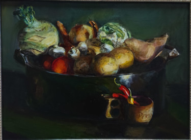 Картина под названием "Vegetables" - Albina Safiu, Подлинное произведение искусства, Масло