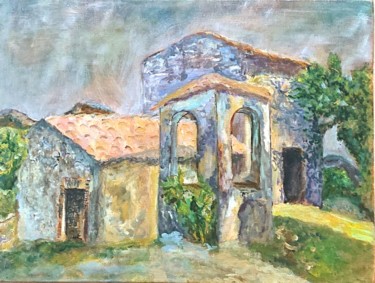 Painting titled "Etude in Palazzo de…" by Albina Safiu, Original Artwork, Oil Mounted on Wood Stretcher frame