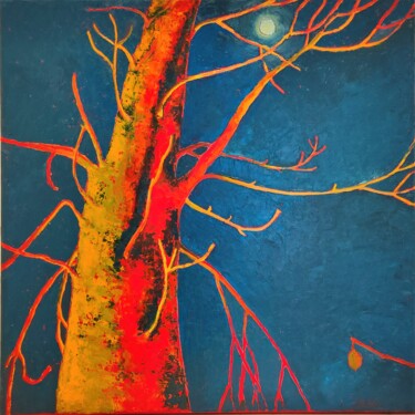 Painting titled "Soirée d'hiver dans…" by Albina Urbanek, Original Artwork, Oil Mounted on Wood Stretcher frame