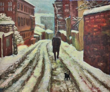Peinture intitulée "Winter walk" par Albina Urbanek, Œuvre d'art originale, Huile