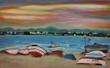 Malerei mit dem Titel "Le port d'Hammamet…" von Albina Urbanek, Original-Kunstwerk, Öl