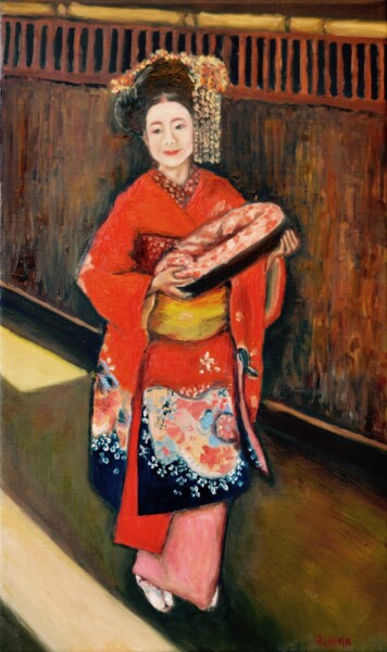 Peinture intitulée "Geisha" par Albina Urbanek, Œuvre d'art originale, Huile
