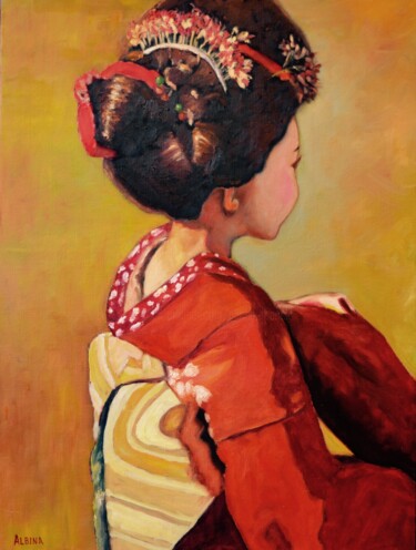 Картина под названием "Petite geisha" - Albina Urbanek, Подлинное произведение искусства, Масло
