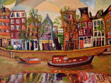 Malerei mit dem Titel "Amsterdam" von Albina Urbanek, Original-Kunstwerk, Öl