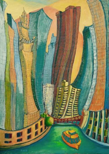Ζωγραφική με τίτλο "Cruise on the river…" από Albina Urbanek, Αυθεντικά έργα τέχνης, Λάδι