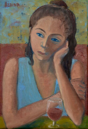 Painting titled "Solitude" by Albina Urbanek, Original Artwork, Oil Mounted on Wood Stretcher frame