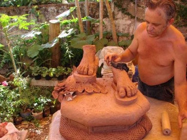 Escultura intitulada "Santo Expedito" por Alceo Luiz De Costa Dcosta, Obras de arte originais