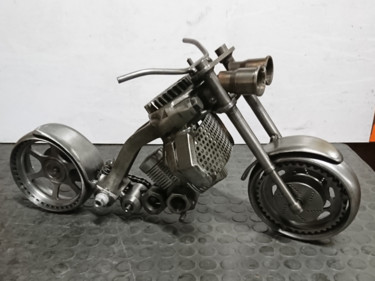 Scultura intitolato "Lowrider moto" da Sébastien Alcodori, Opera d'arte originale, Metalli