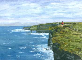 Peinture intitulée "Falaises d'Irlande…" par Alain Delafosse, Œuvre d'art originale
