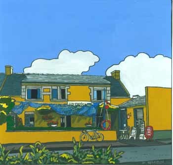 Peinture intitulée "petit café breton" par Alain Delafosse, Œuvre d'art originale