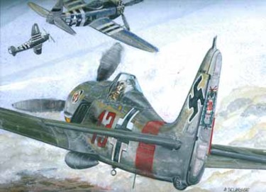 Peinture intitulée "FW 190 A-7 (300 eur…" par Alain Delafosse, Œuvre d'art originale