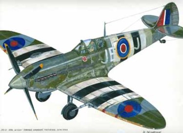 Peinture intitulée "spitfire MK9" par Alain Delafosse, Œuvre d'art originale