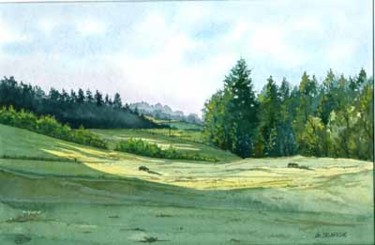 Peinture intitulée "Paysage de Mayenne…" par Alain Delafosse, Œuvre d'art originale