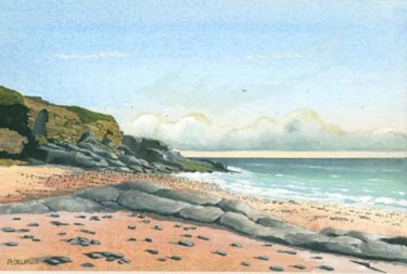 Peinture intitulée "plage de l'ile de G…" par Alain Delafosse, Œuvre d'art originale