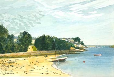 Peinture intitulée "Douarnenez plage" par Alain Delafosse, Œuvre d'art originale