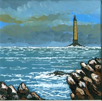 Peinture intitulée "phare en mer" par Alain Delafosse, Œuvre d'art originale