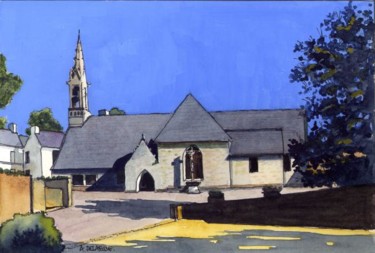 Painting titled "Chapelle de Lanvene…" by Alain Delafosse, Original Artwork