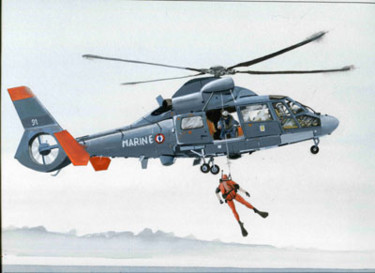 Peinture intitulée "hélicoptère:dauphin…" par Alain Delafosse, Œuvre d'art originale