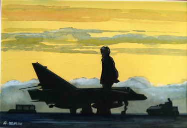 Peinture intitulée "crepuscule sur le C…" par Alain Delafosse, Œuvre d'art originale, Autre