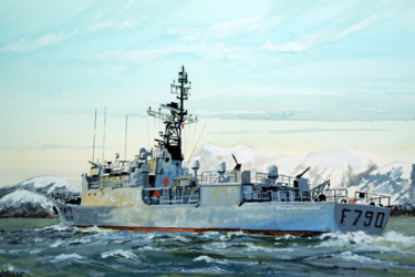 Peinture intitulée "lieutenant de vaiss…" par Alain Delafosse, Œuvre d'art originale, Aquarelle