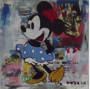 Pintura intitulada "MInnie le poulpe" por Alder, Obras de arte originais, Acrílico