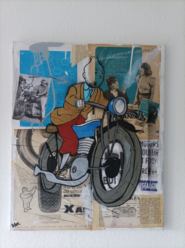 Painting titled "Tintin plein gaz" by Alder, Original Artwork, Acrylic