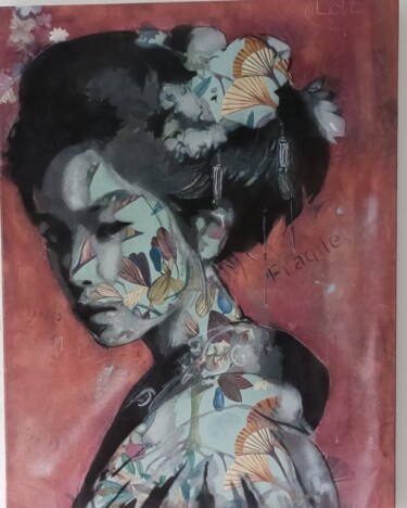 Painting titled "China Girl" by Alder, Original Artwork, Acrylic Mounted on Wood Stretcher frame