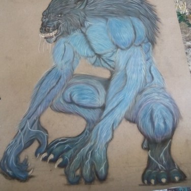 Pintura titulada "Wolfman" por Aldo Lopez, Obra de arte original, Pastel