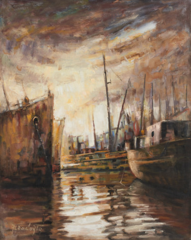 Pittura intitolato ""Marina"" da Aldo Curto, Opera d'arte originale, Olio