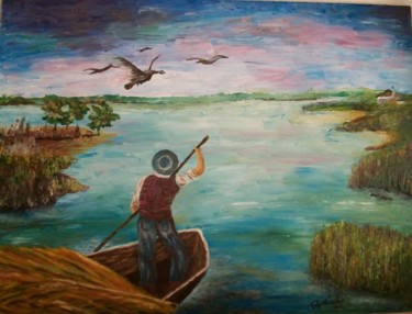 Pittura intitolato "Nella palude" da Aldo Sada, Opera d'arte originale