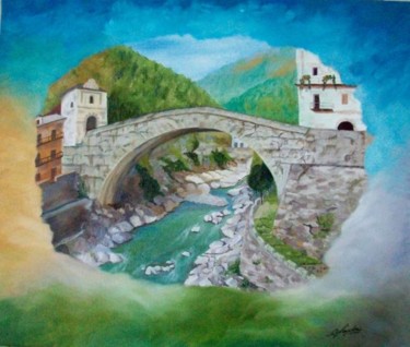 Pittura intitolato "Il ponte dei pelleg…" da Aldo Sada, Opera d'arte originale