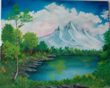 Pittura intitolato "Lago alpino (Sereni…" da Aldo Sada, Opera d'arte originale