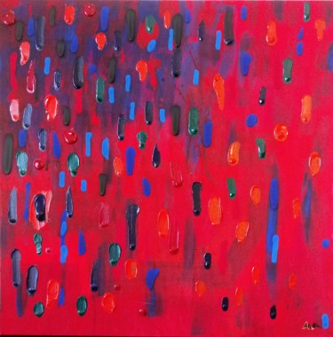 Painting titled "Pioggia rossa piogg…" by Ale Olla, Original Artwork, Acrylic