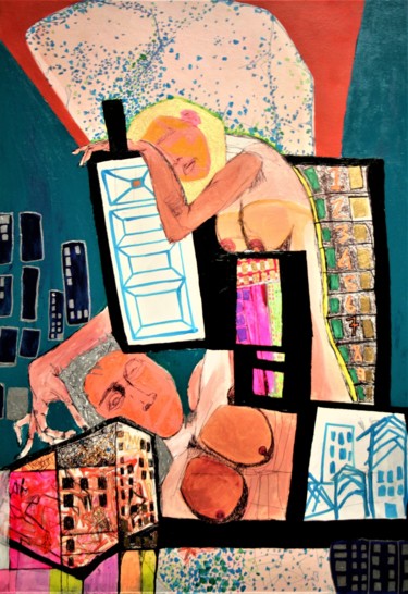 Pittura intitolato "Comunicare è stanca…" da Aiso Fon, Opera d'arte originale